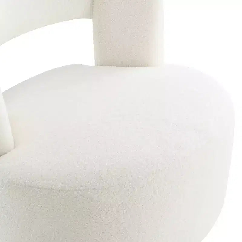 Poltrona girevole a 360° con rivestimento "Teddy" nei colori crema, grigio o rosa, seduta singola