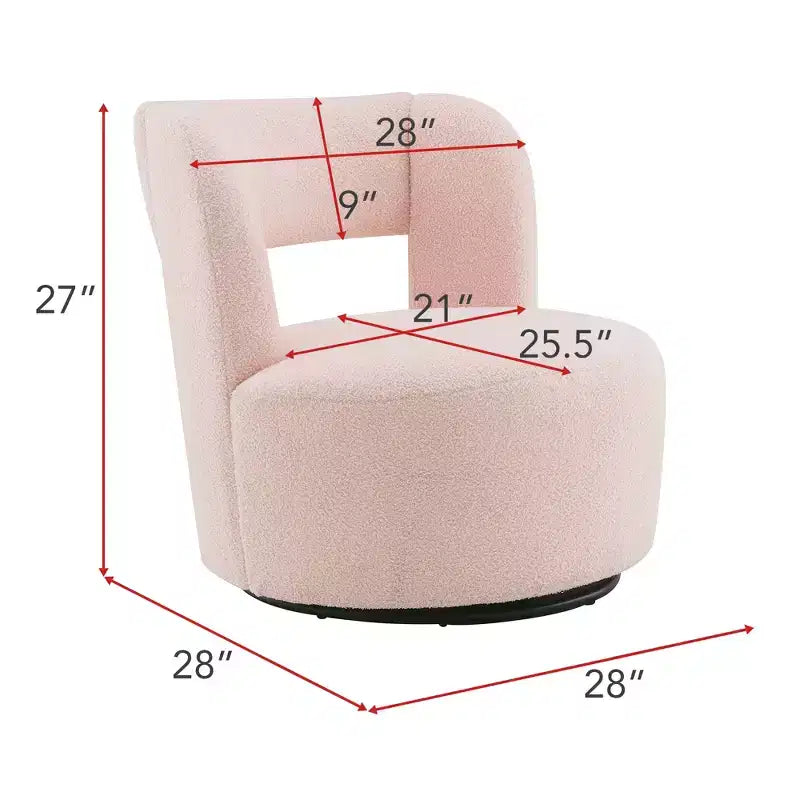 Poltrona girevole a 360° con rivestimento "Teddy" nei colori crema, grigio o rosa, seduta singola
