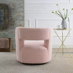 Poltrona girevole a 360° con rivestimento "Teddy" nei colori crema, grigio o rosa, seduta singola