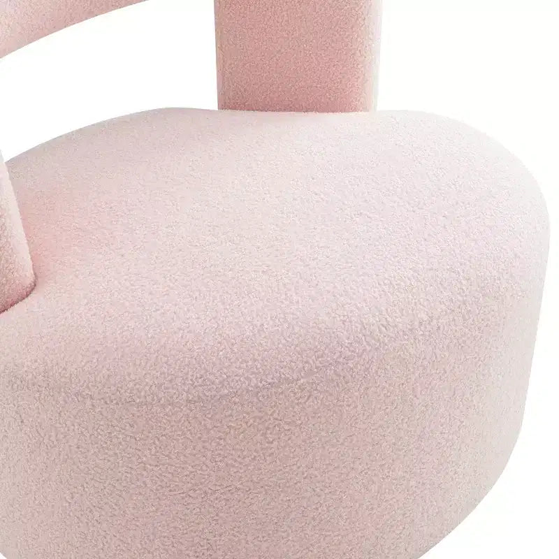 Poltrona girevole a 360° con rivestimento "Teddy" nei colori crema, grigio o rosa, seduta singola