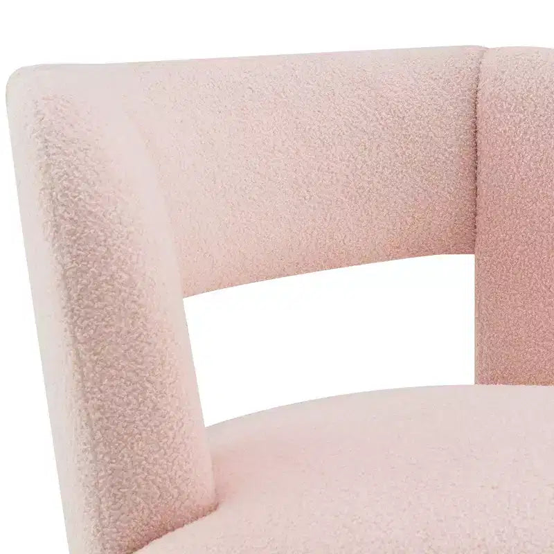 Poltrona girevole a 360° con rivestimento "Teddy" nei colori crema, grigio o rosa, seduta singola