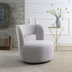 Poltrona girevole a 360° con rivestimento "Teddy" nei colori crema, grigio o rosa, seduta singola