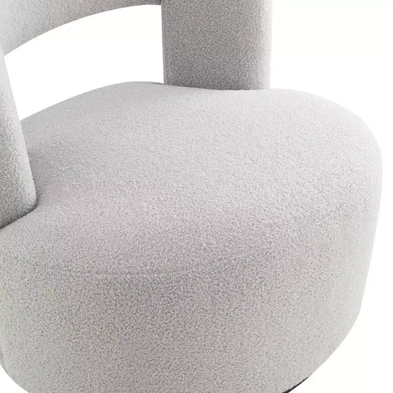 Poltrona girevole a 360° con rivestimento "Teddy" nei colori crema, grigio o rosa, seduta singola