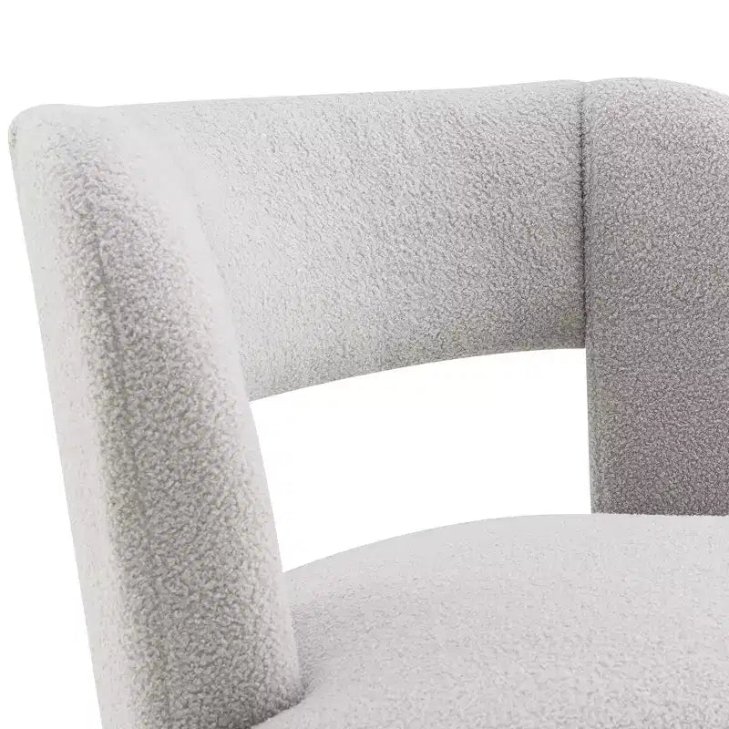 Poltrona girevole a 360° con rivestimento "Teddy" nei colori crema, grigio o rosa, seduta singola
