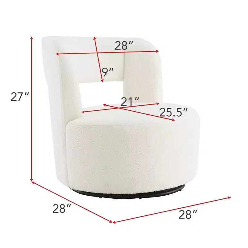 Poltrona girevole a 360° con rivestimento "Teddy" nei colori crema, grigio o rosa, seduta singola