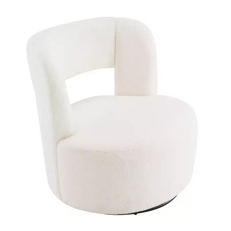 Poltrona girevole a 360° con rivestimento "Teddy" nei colori crema, grigio o rosa, seduta singola