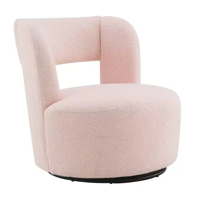 Poltrona girevole a 360° con rivestimento "Teddy" nei colori crema, grigio o rosa, seduta singola