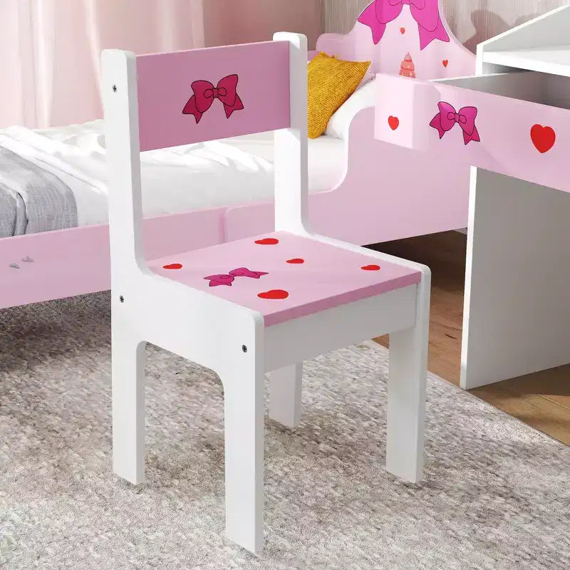 Set Scrivania e Sedia per Bambini Grigio/Rosa, 1 Posto, Età 3-9