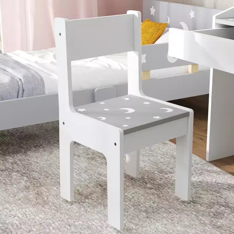 Set Scrivania e Sedia per Bambini Grigio/Rosa, 1 Posto, Età 3-9