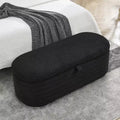 Zeus & Ruta 45.5 in.W Ottoman Bench Upholstered Fabric Storage End of Bed Stool with Safety Hinge