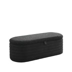 Panca Pouf Contenitore Ovale in Tessuto Grigio Imbottito, 1 Posto