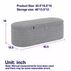 Panca Pouf Contenitore Ovale in Tessuto Grigio Imbottito, 1 Posto