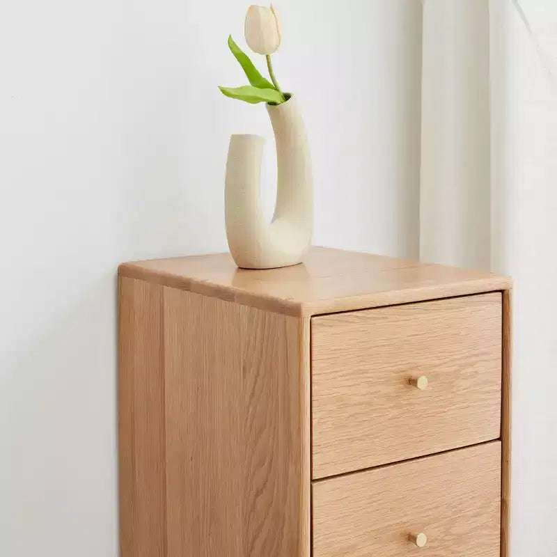 Cassettiera a 3 cassetti in legno di rovere beige, singola