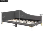 Daybed imbottito grigio/beige con testiera e bracciolo – Singolo/Una piazza e mezza, 1 persona