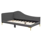 Daybed imbottito grigio/beige con testiera e bracciolo – Singolo/Una piazza e mezza, 1 persona