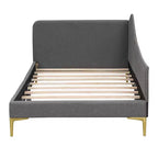 Daybed imbottito grigio/beige con testiera e bracciolo – Singolo/Una piazza e mezza, 1 persona