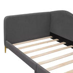 Daybed imbottito grigio/beige con testiera e bracciolo – Singolo/Una piazza e mezza, 1 persona