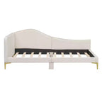 Daybed imbottito grigio/beige con testiera e bracciolo – Singolo/Una piazza e mezza, 1 persona