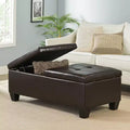 Pouf Contenitore con Doppio Sollevamento in Similpelle Marrone, 1 Posto