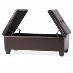 Pouf Contenitore con Doppio Sollevamento in Similpelle Marrone, 1 Posto