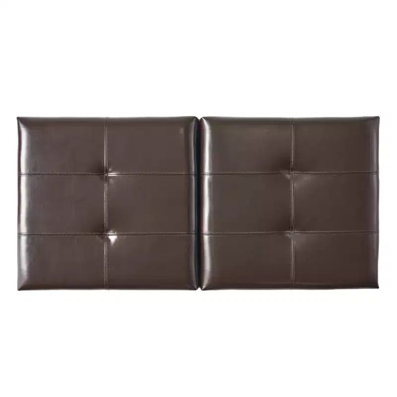 Pouf Contenitore con Doppio Sollevamento in Similpelle Marrone, 1 Posto