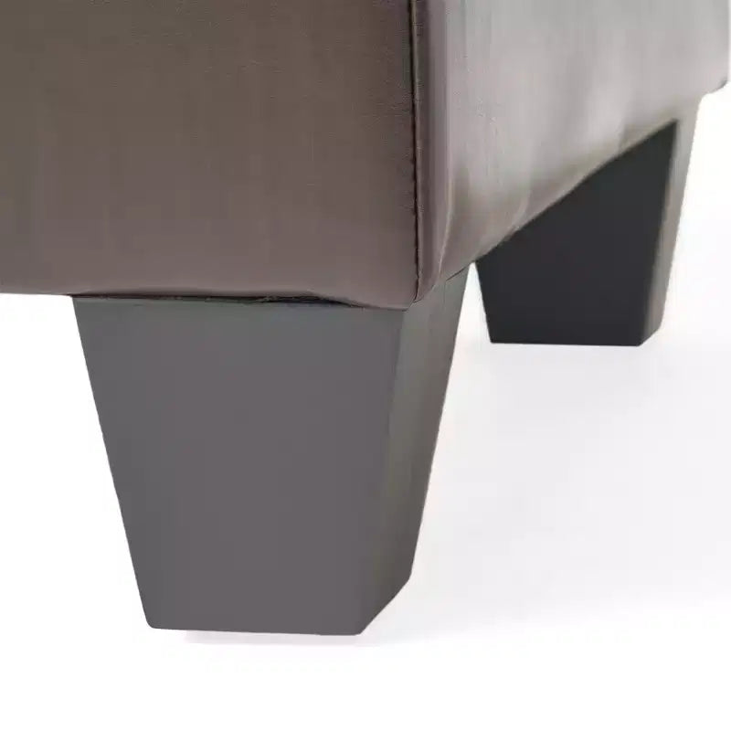 Pouf Contenitore con Doppio Sollevamento in Similpelle Marrone, 1 Posto