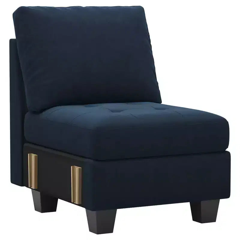 Poltroncina monoposto senza braccioli trapuntata in velluto nero / blu / verde / grigio, 1 posto