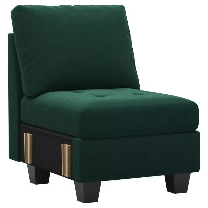 Poltroncina monoposto senza braccioli trapuntata in velluto nero / blu / verde / grigio, 1 posto