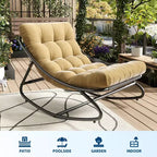 Sedia a dondolo Papasan oversize beige/marrone/grigia, telaio in acciaio, per 1 persona