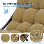 Sedia a dondolo Papasan oversize beige/marrone/grigia, telaio in acciaio, per 1 persona