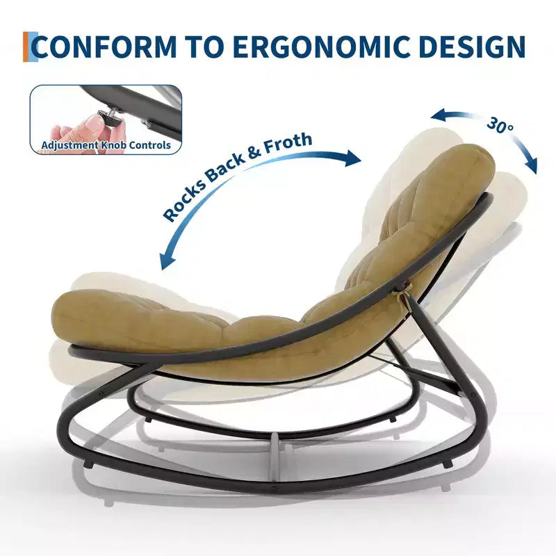 Sedia a dondolo Papasan oversize beige/marrone/grigia, telaio in acciaio, per 1 persona