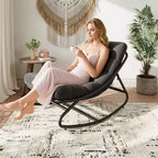 Sedia a dondolo Papasan oversize beige/marrone/grigia, telaio in acciaio, per 1 persona
