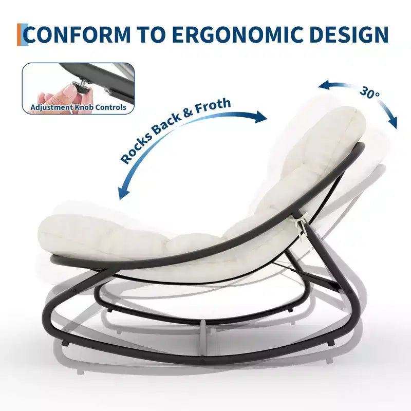 Sedia a dondolo Papasan oversize beige/marrone/grigia, telaio in acciaio, per 1 persona
