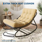 Sedia a dondolo Papasan oversize beige/marrone/grigia, telaio in acciaio, per 1 persona