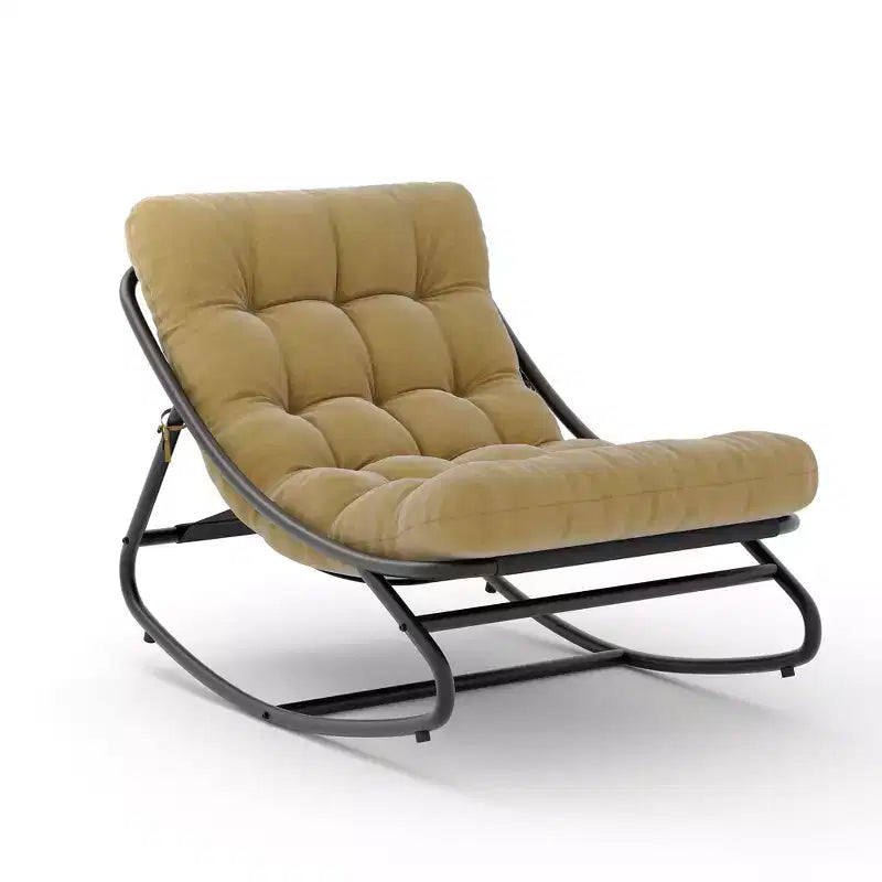 Sedia a dondolo Papasan oversize beige/marrone/grigia, telaio in acciaio, per 1 persona