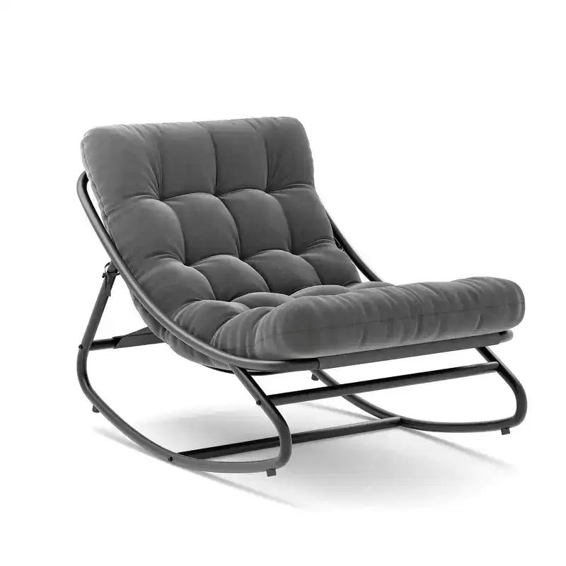 Sedia a dondolo Papasan oversize beige/marrone/grigia, telaio in acciaio, per 1 persona