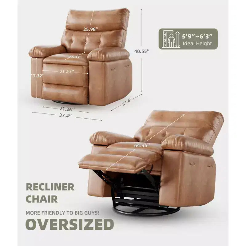 Poltrona reclinabile girevole a 360° con funzione dondolo in similpelle PU marrone – Posto singolo