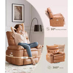 Poltrona reclinabile girevole a 360° con funzione dondolo in similpelle PU marrone – Posto singolo