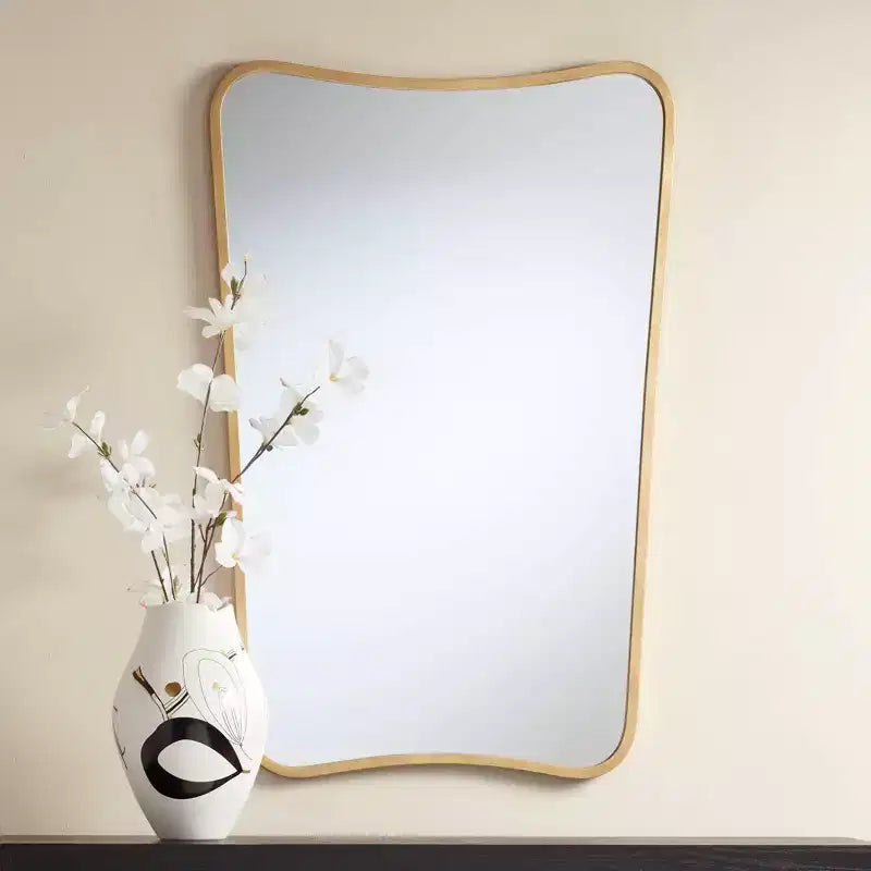 Specchio da parete rettangolare in ottone, set da 2