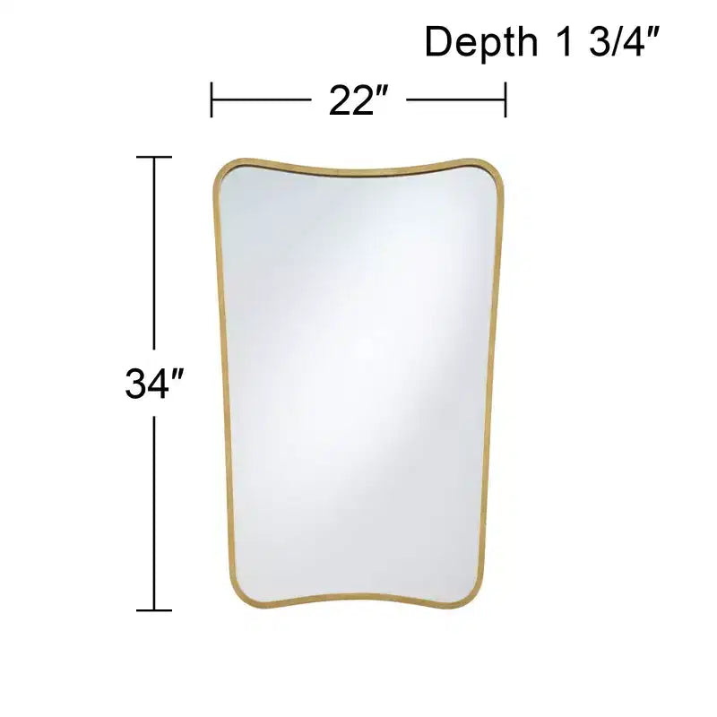 Specchio da parete rettangolare in ottone, set da 2