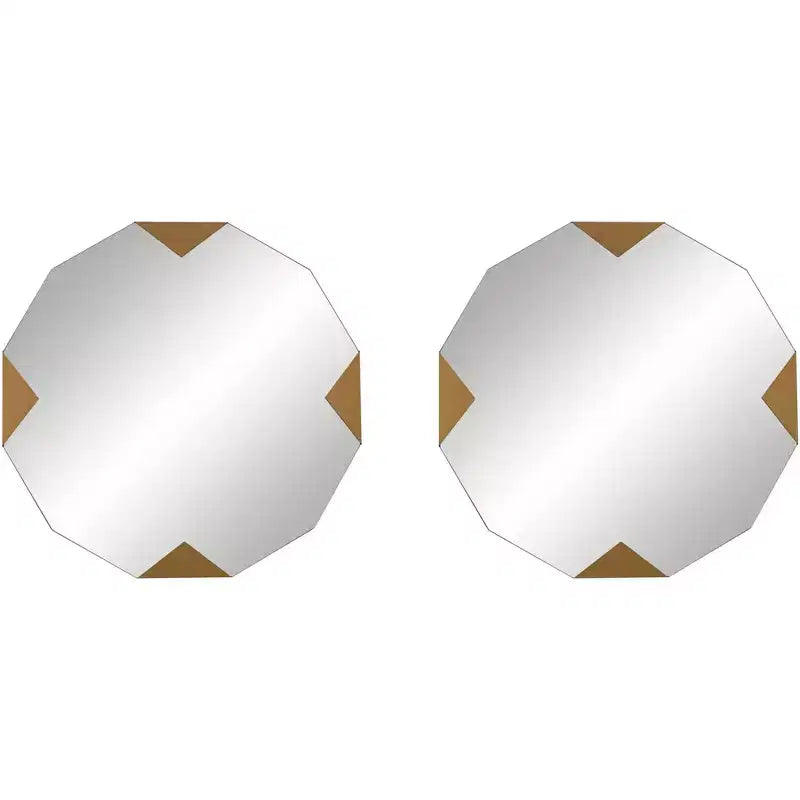 Possini Euro Design Drayden Gold 31 x 31 Triangles Wall Mirrors Set of 2