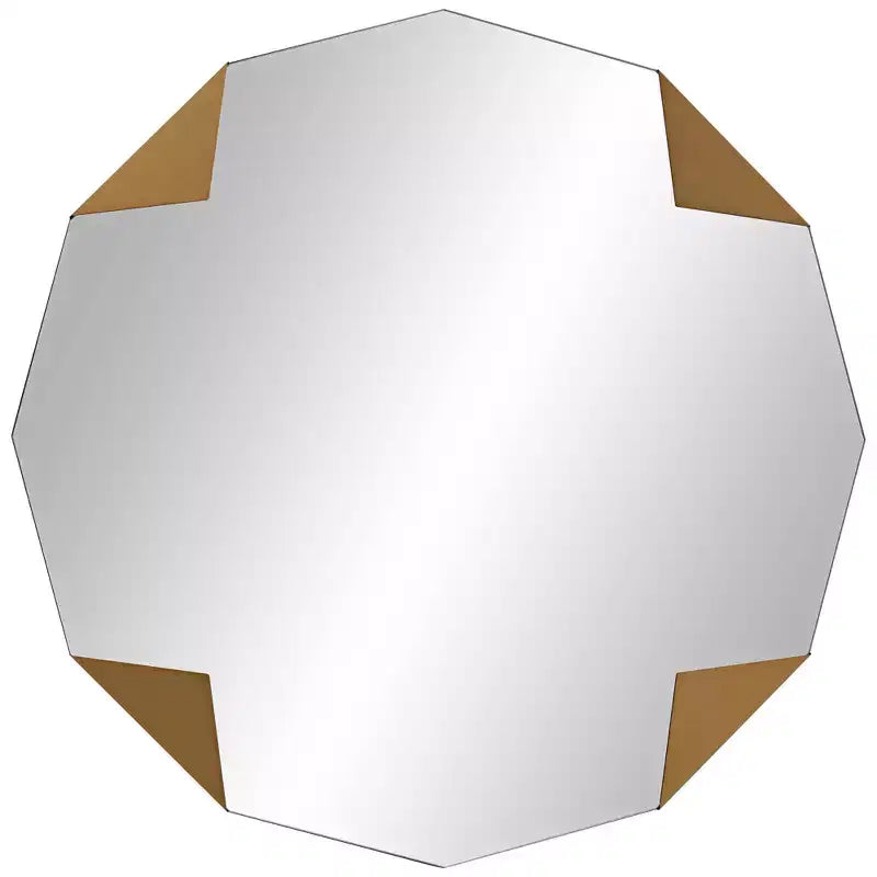 Specchio da parete a triangolo rotondo dorato, set da 2 pezzi