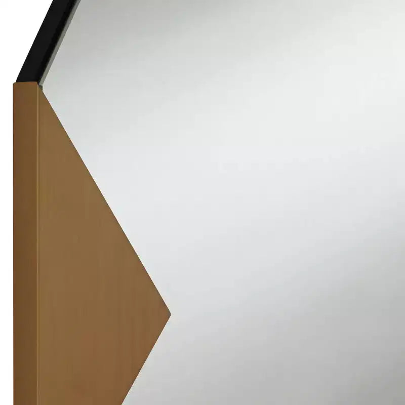 Specchio da parete a triangolo rotondo dorato, set da 2 pezzi