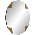 Specchio da parete a triangolo rotondo dorato, set da 2 pezzi