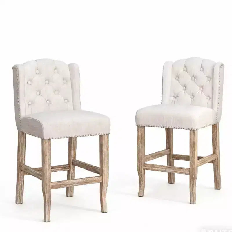 Sgabelli da bancone imbottiti Wingback grigi, set da 2