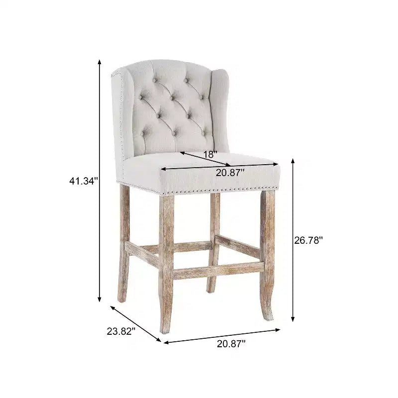 Sgabelli da bancone imbottiti Wingback grigi, set da 2