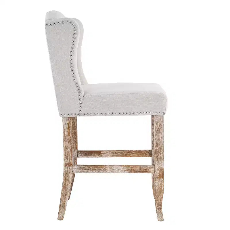 Sgabelli da bancone imbottiti Wingback grigi, set da 2
