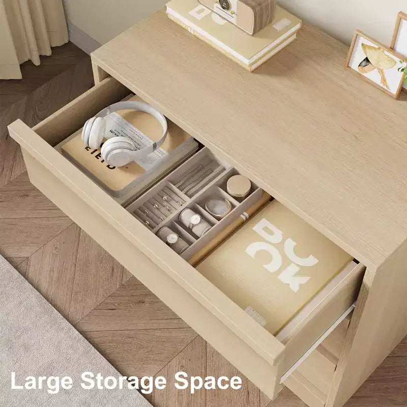 Cassettiera a 3 cassetti, Nero/Naturale/Bianco, Senza maniglie, Monoutente – 75 cm L x 40 cm P x 77,5 cm H