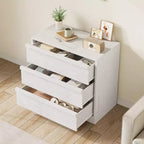 Cassettiera a 3 cassetti, Nero/Naturale/Bianco, Senza maniglie, Monoutente – 75 cm L x 40 cm P x 77,5 cm H