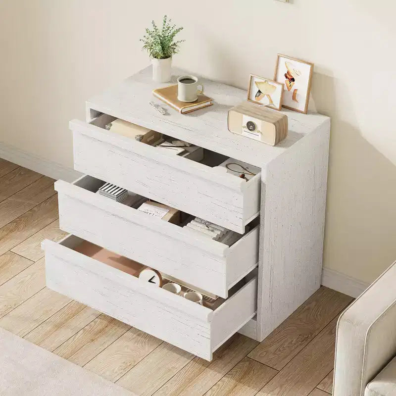 Cassettiera a 3 cassetti, Nero/Naturale/Bianco, Senza maniglie, Monoutente – 75 cm L x 40 cm P x 77,5 cm H